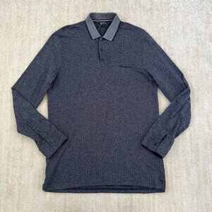 Ben Sherman Herringbone Long Sleeve Polo Shirt S